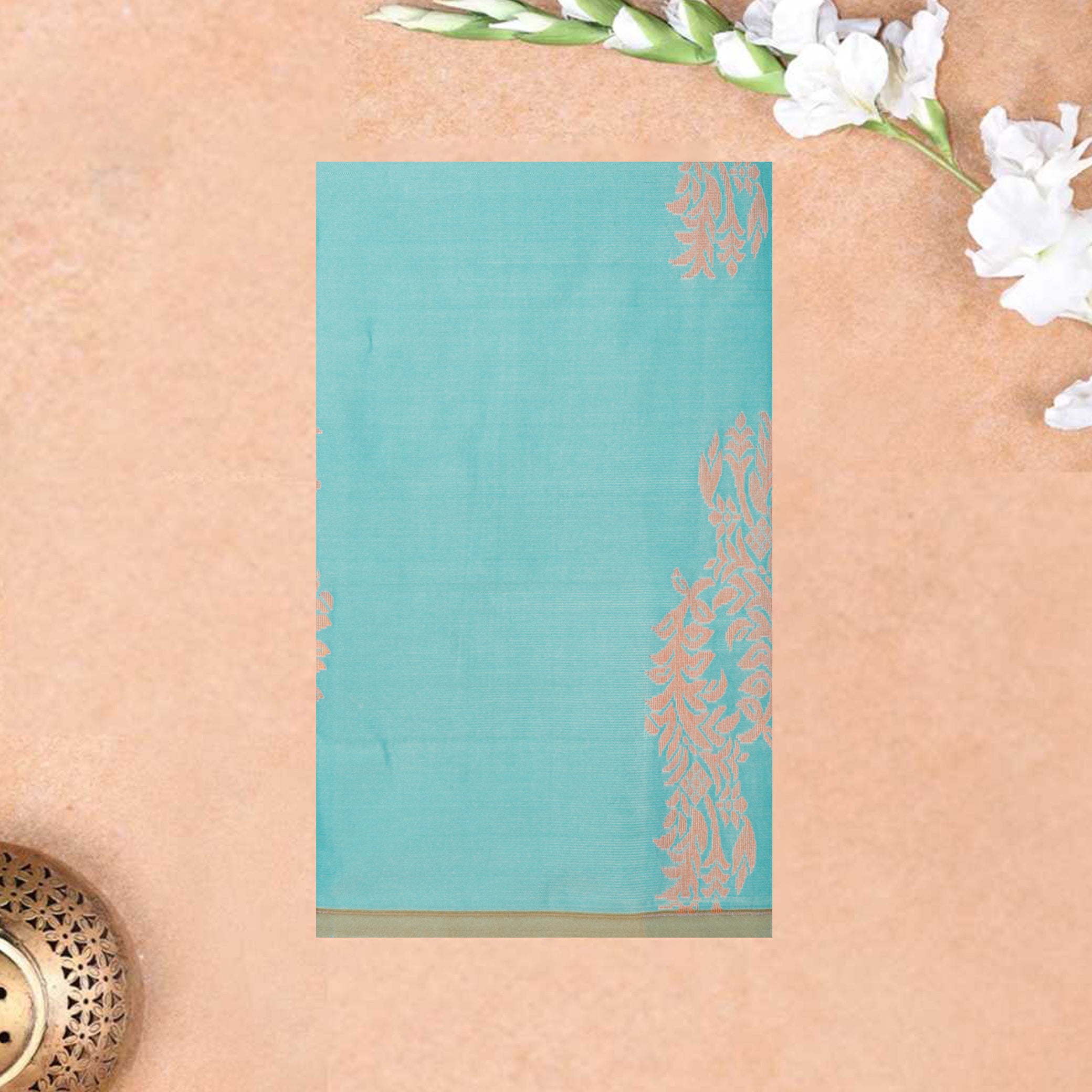 Sky Blue with Green Soft Silk Saree