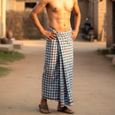 Men’s  Brown , Blue  with Grey Checked Cotton Stitched Lungi