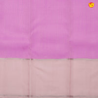 Light Pink With Cream Motifs Silver Zari Striped Pure Kanjivaram Subhalaya Soft Silk Saree - Thenianantham