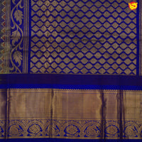 Pears Green and Blue With Gold Zari Floral Buttas Pure Silk Cotton Saree - Thenianantham