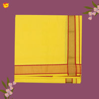 Yellow Red With Gold And Red  Border Men’s Temple Wear Dhotis