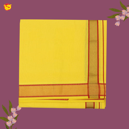 Yellow Red With Gold And Red  Border Men’s Temple Wear Dhotis