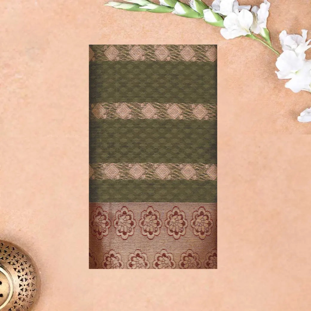 Forest Green With Maroon   Silk Cotton Saree