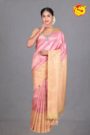 Peach Wedding Silk Saree With Sandal Pallu - Thenianantham