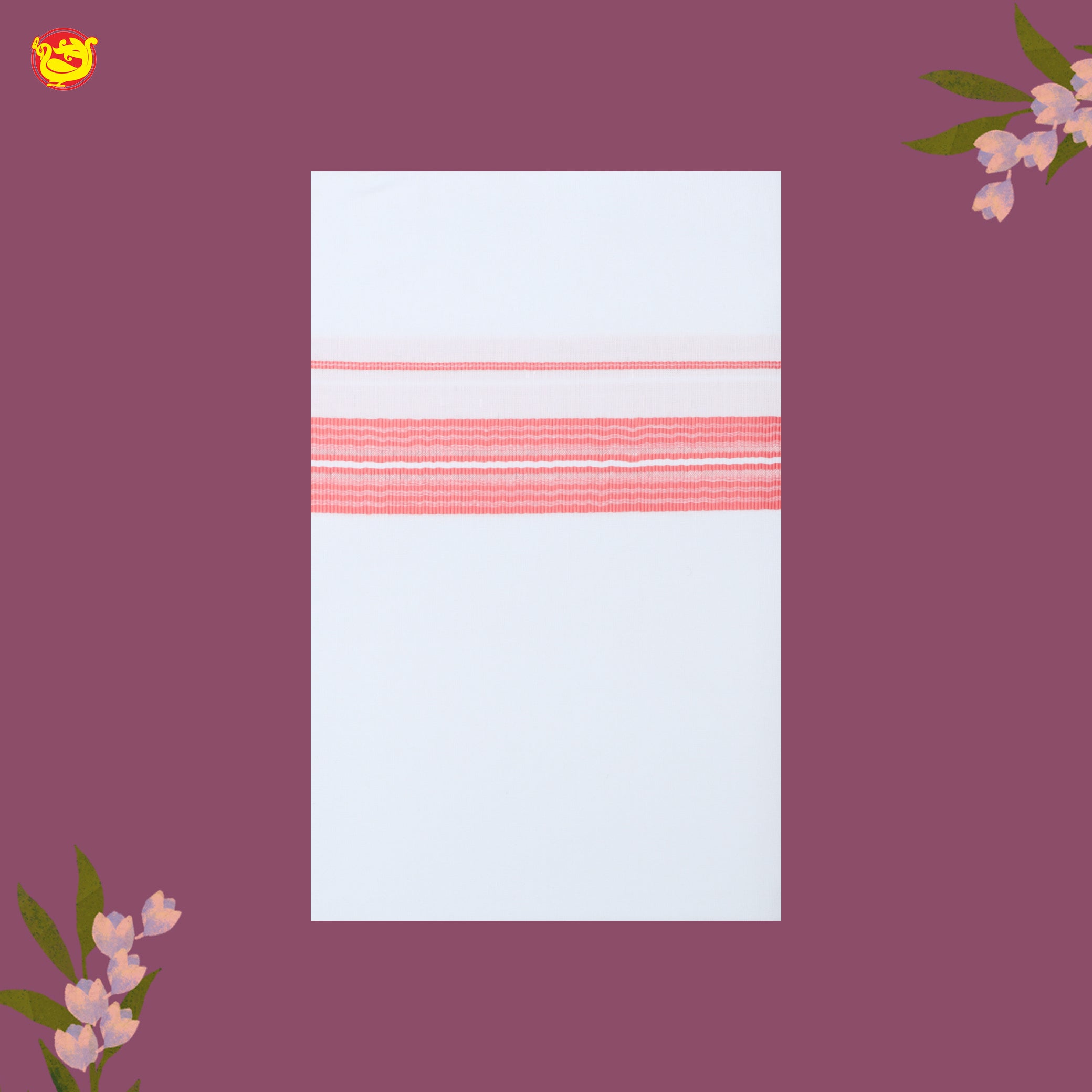 White with Gold Fancy Border Single Layer Cotton Men’s Dhoti