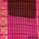 Dark Brown with Pink Stripes Sungudi  Cotton Saree without Blouse
