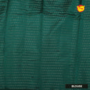 White with Dark Green blue Stripes Design Semi  Raw Silk Saree
