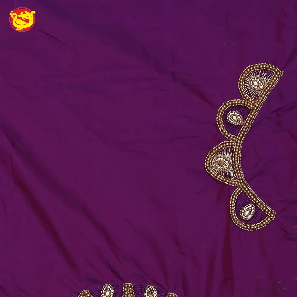 Purple Bridal Aariwork Blouse - Thenianantham