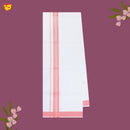 White with Gold Fancy Border Single Layer Cotton Men’s Dhoti