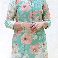 Iniya- Light Green with Multicolour Ladies Branded Umbrella Top Readymade