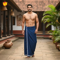 Peacock  Blue -Men’s Plain Cotton Lungi – Soft & Comfortable
