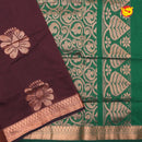 Dark Brown With Green Kalyani Cotton Saree