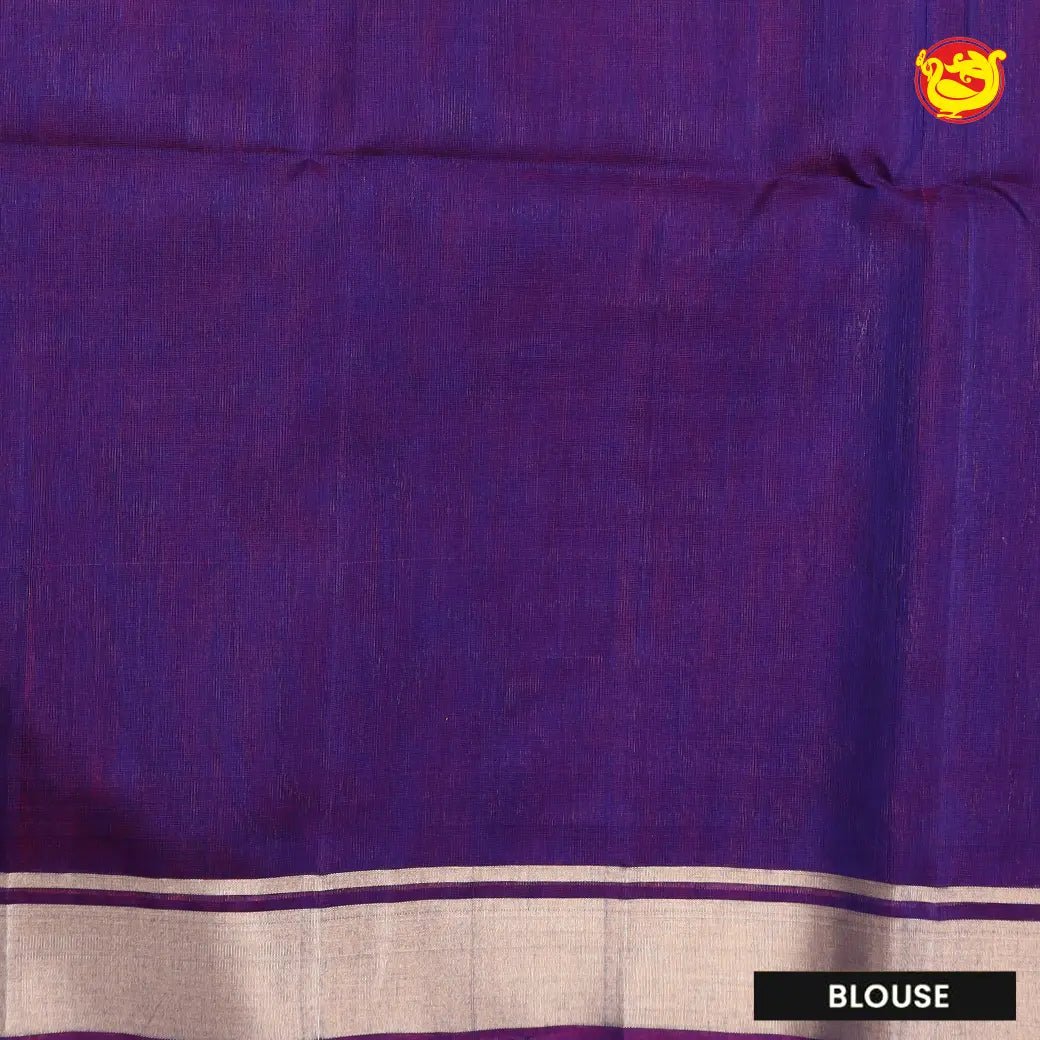 Green With Purple Pure Silk Cotton Saree - Thenianantham