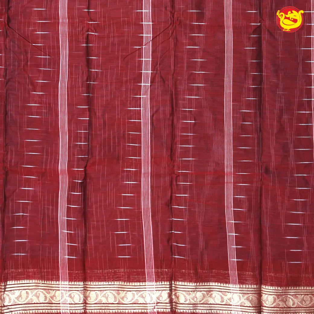 Blue with Red Pure Bengal Cotton Saree without Blouse