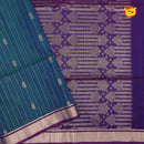 Green With Purple Pure Silk Cotton Saree - Thenianantham