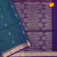 Green With Purple Pure Silk Cotton Saree - Thenianantham