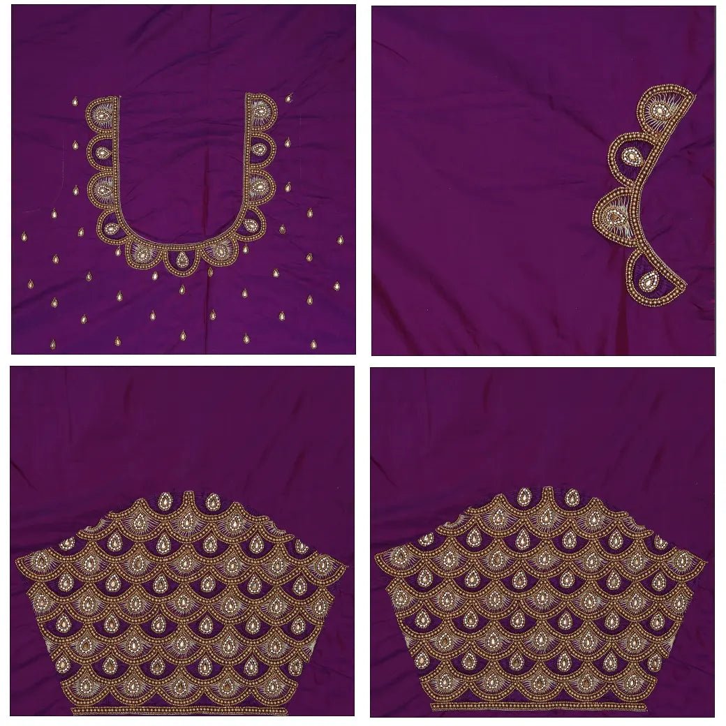 Purple Bridal Aariwork Blouse