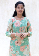 Iniya- Light Green with Multicolour Ladies Branded Umbrella Top Readymade