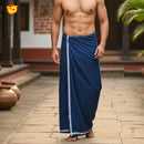 Peacock  Blue -Men’s Plain Cotton Lungi – Soft & Comfortable