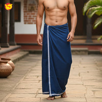 Peacock  Blue -Men’s Plain Cotton Lungi – Soft & Comfortable