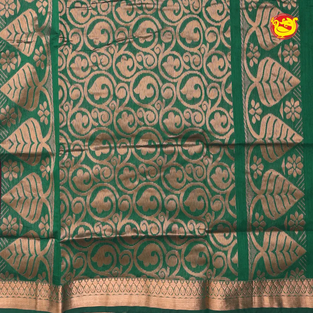 Dark Brown With Green Kalyani Cotton Saree