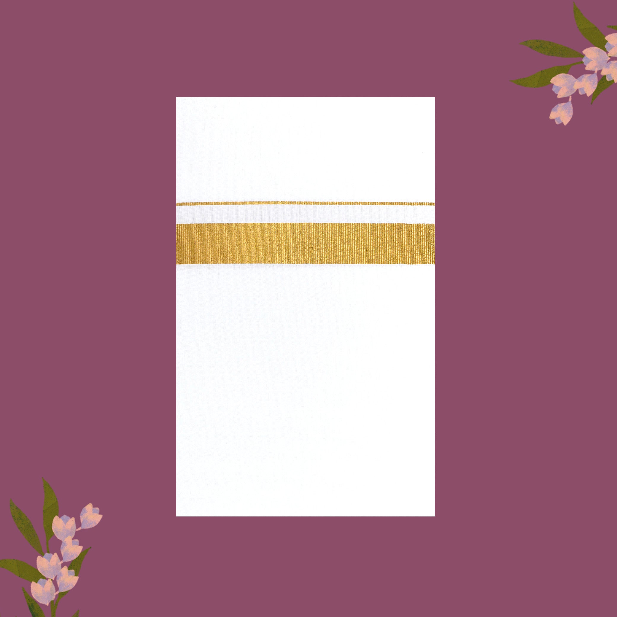 White with Golden  Border Single Layer Cotton Men’s Dhoti