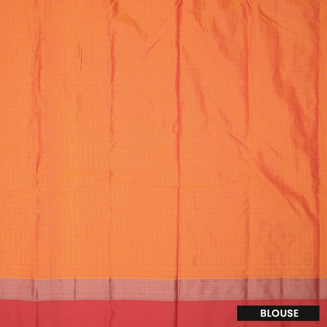 Yellow-Orange  With Dark Red Border  Arani Silk Saree