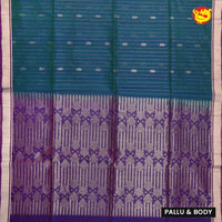 Green With Purple Pure Silk Cotton Saree - Thenianantham