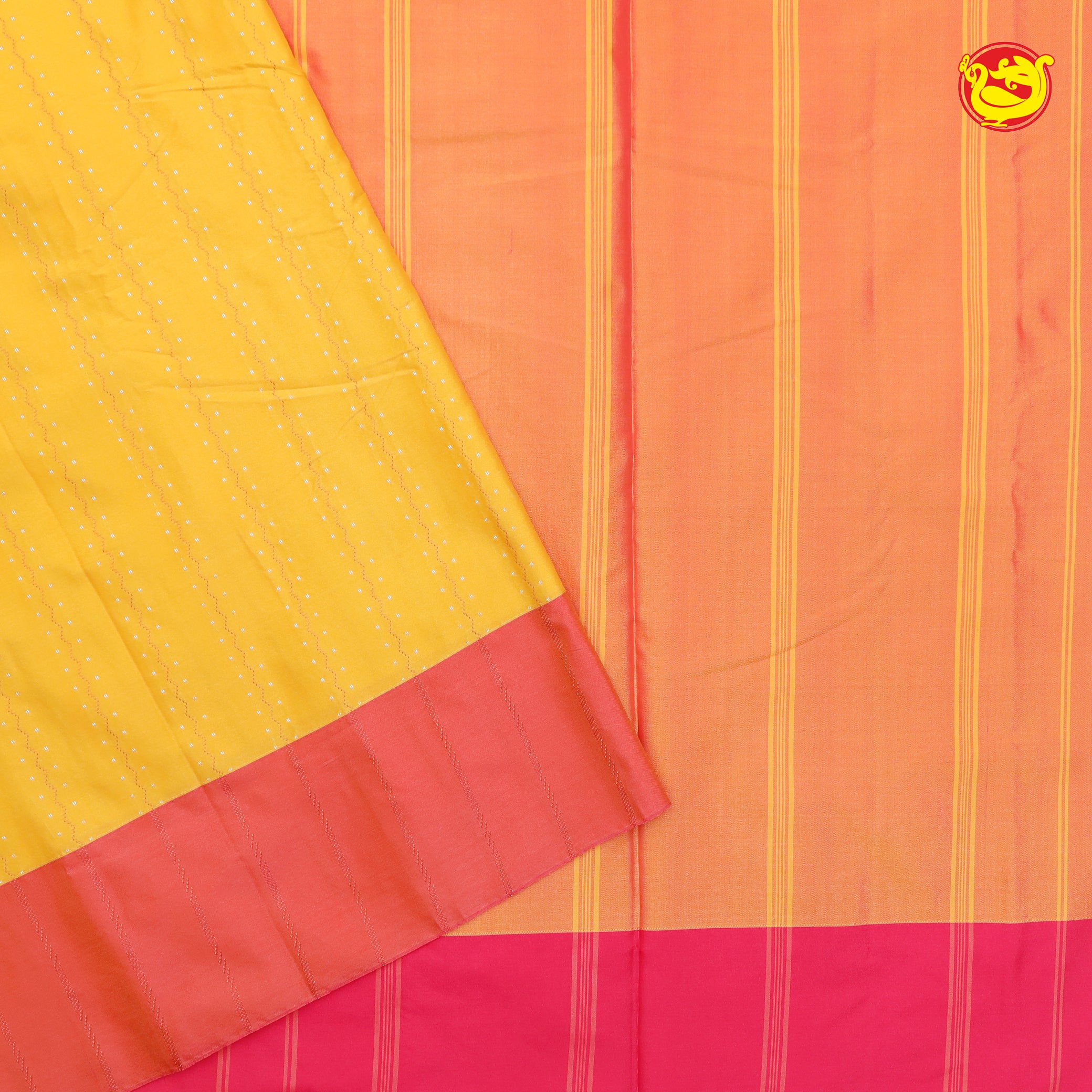 Yellow with Light Orange Arani Fancy Silk Saree