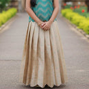 Teal Green With  Sandal  Girls Branded Readymade Pattu Pavadai