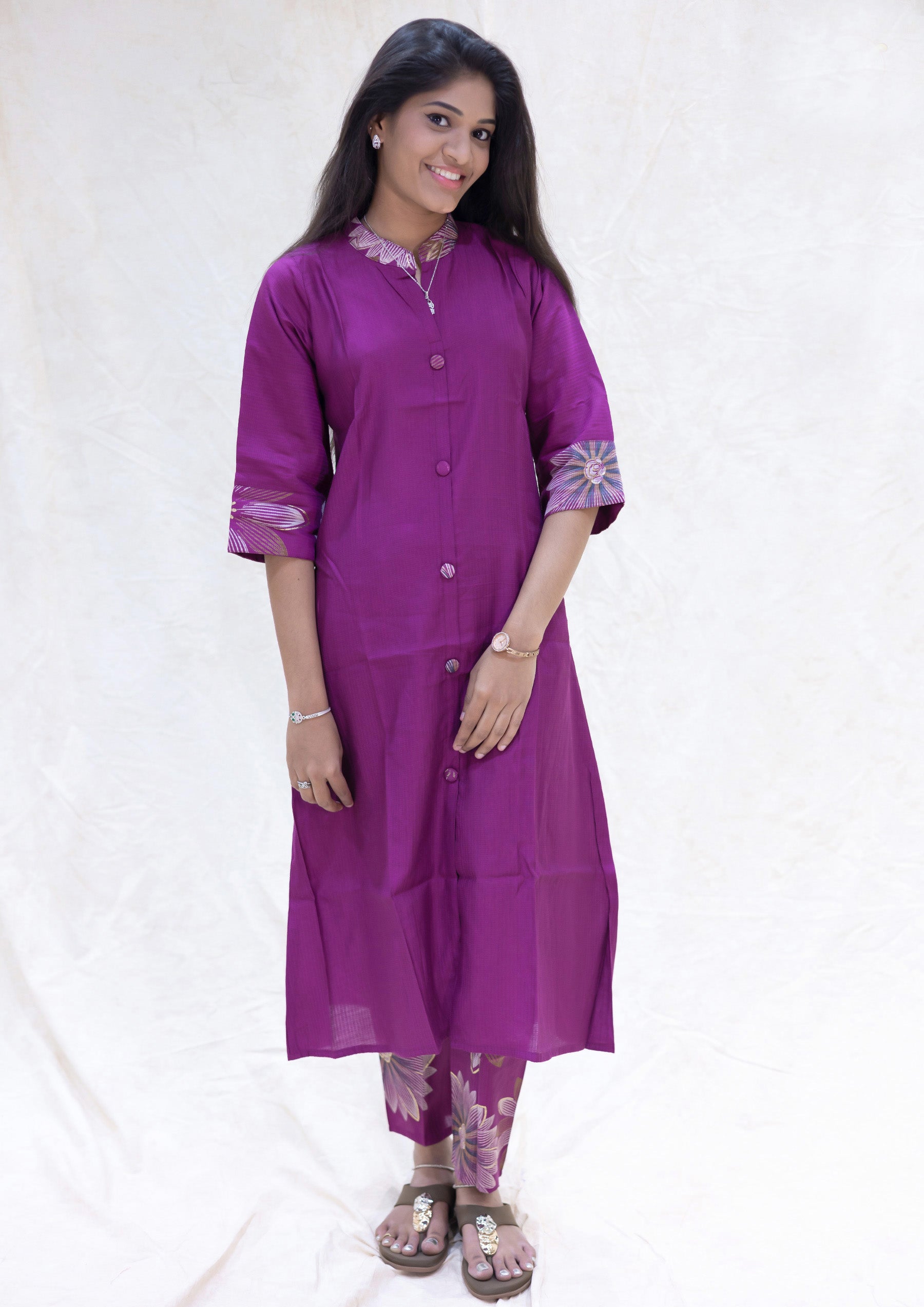 Aadhira- Deep purple color Ladies Branded Co-ord-set Readymade