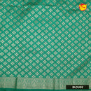 White with Green blue Stripes Design Semi  Raw Silk Saree