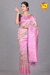 Light Green With Lavender Pallu Wedding Silk Saree - Thenianantham