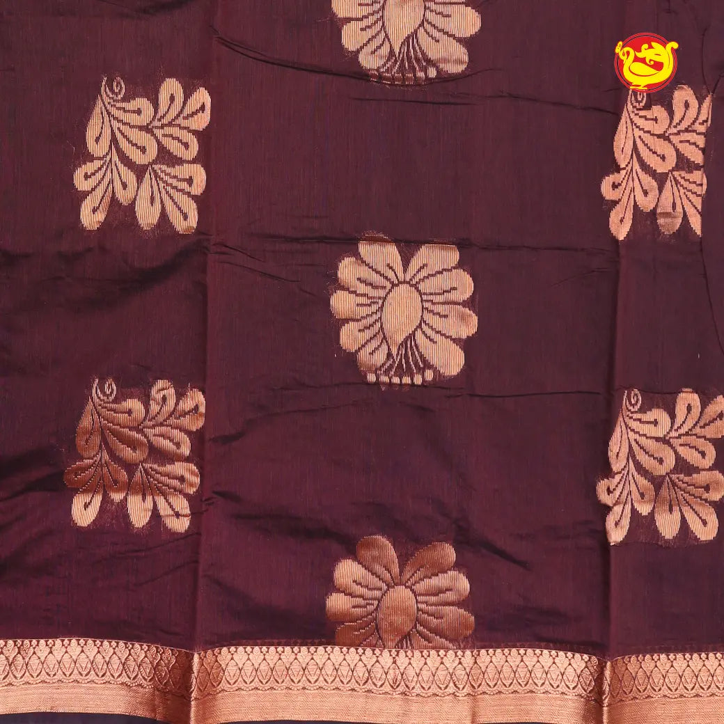 Dark Brown With Green Kalyani Cotton Saree