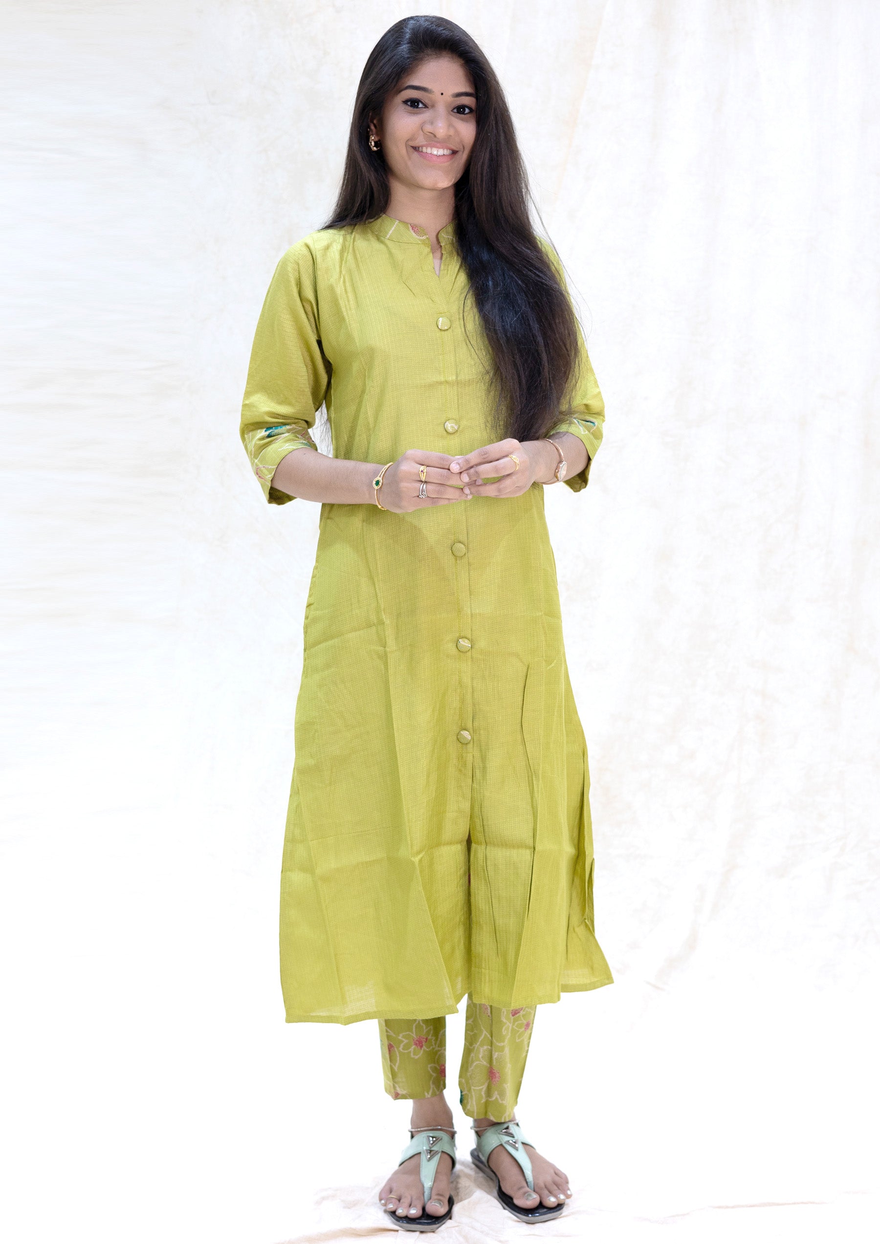 Aadhira-Lime Green Ladies Branded Co-ord-set Readymade