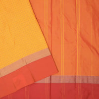 Yellow-Orange  With Dark Red Border  Arani Silk Saree