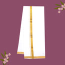 White with Golden  Border Single Layer Cotton Men’s Dhoti