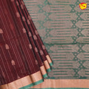 Maroon With Green Pure Silk Cotton Saree - Thenianantham