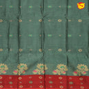 Mint Green with  Red Pure Bengal Cotton Saree without Blouse