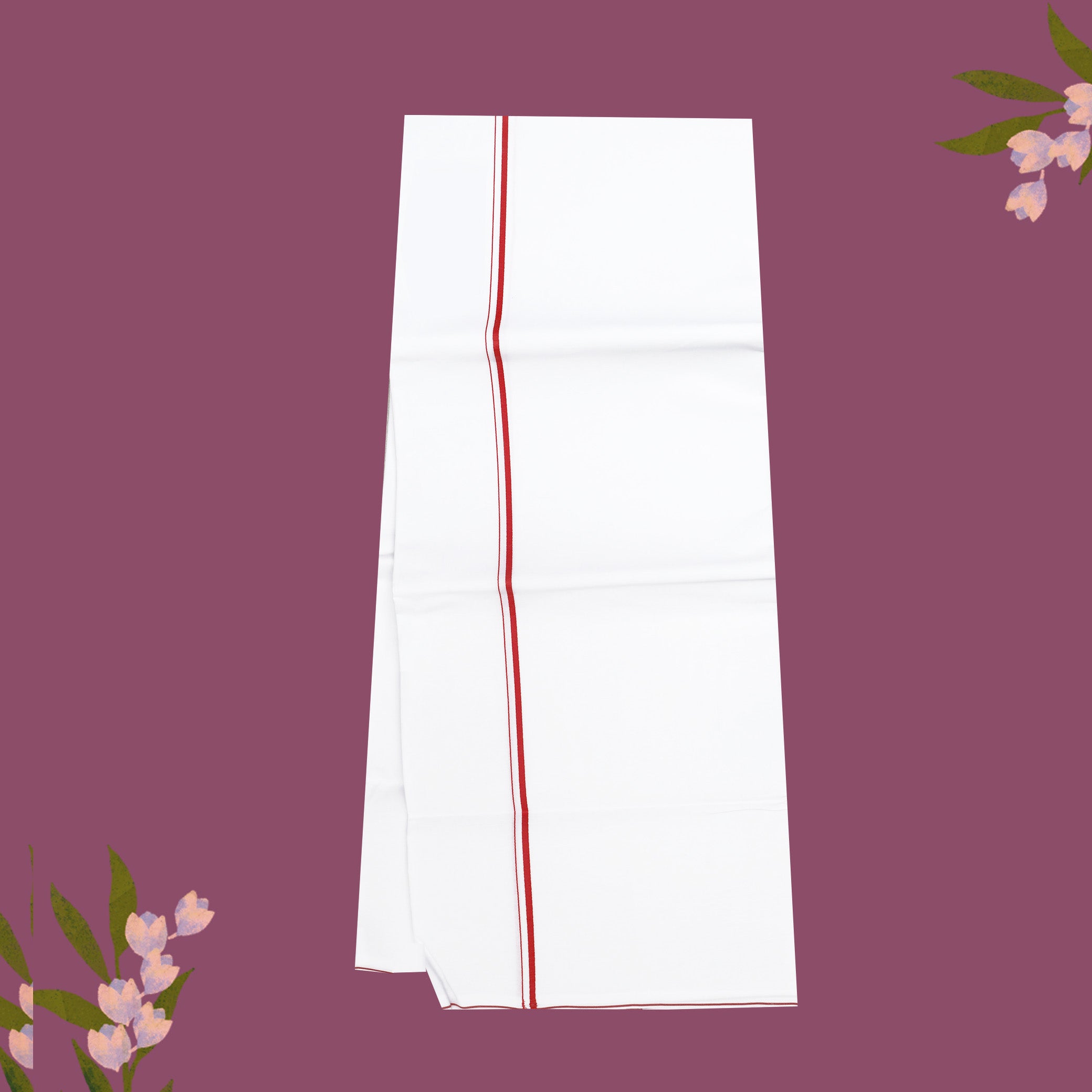 White with Red Border Single Layer Cotton Men’s Dhoti