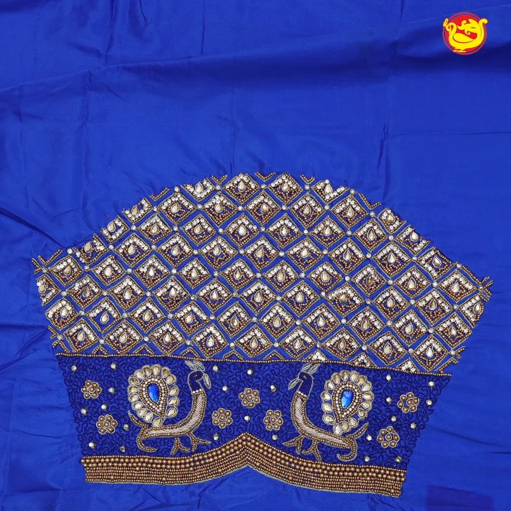 Blue Bridal Aariwork Blouse - Thenianantham