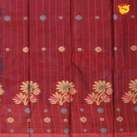 Light Blue with Maroon Pure Bengal Cotton Saree without Blouse