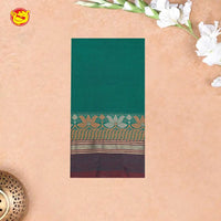 Green with Light Maroon Pure Chettinad Cotton Saree without Blouse - Thenianantham