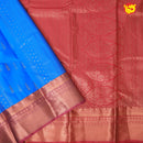 Dark Sky Blue with Red Soft Silk Saree