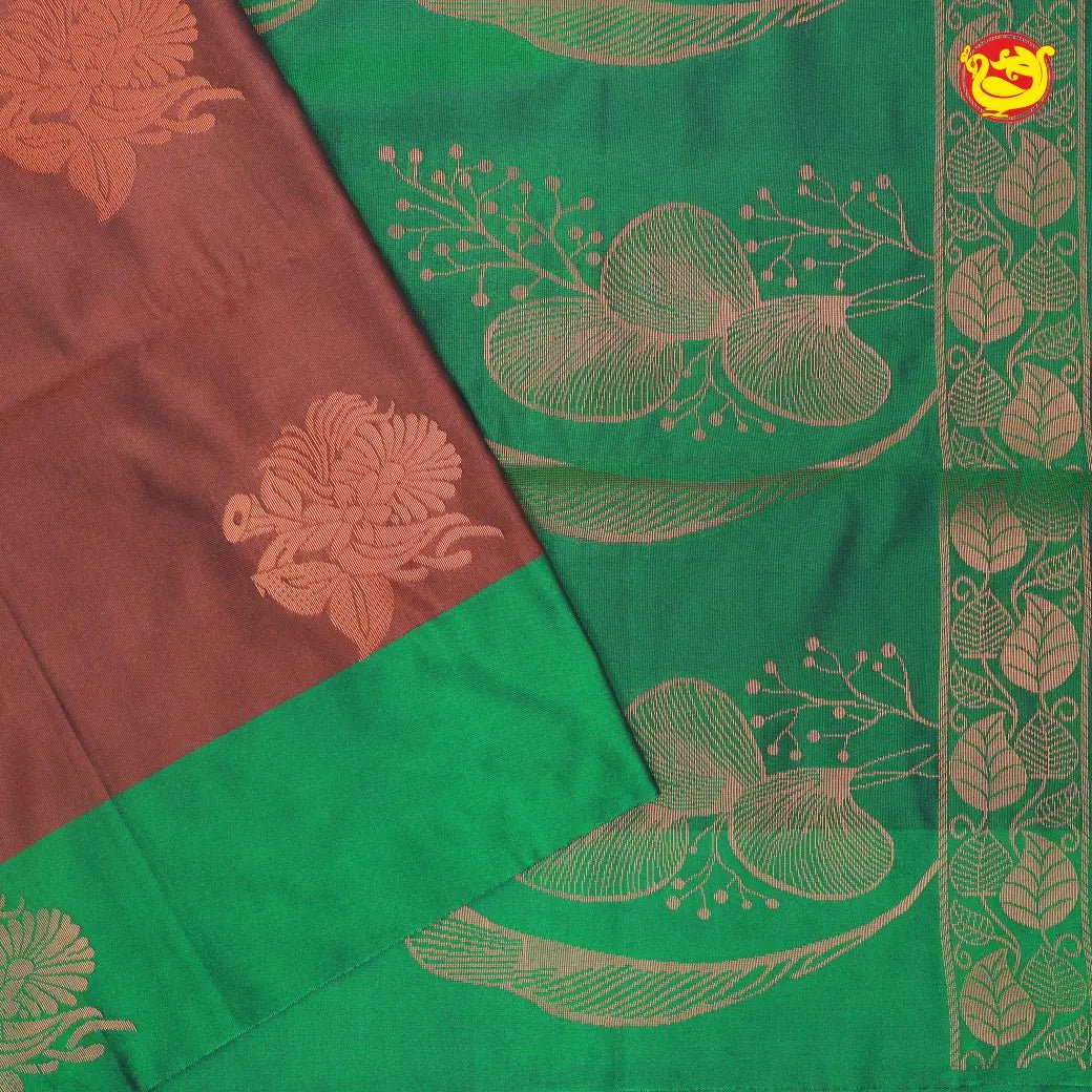 Maroon with Green Soft Silk Saree