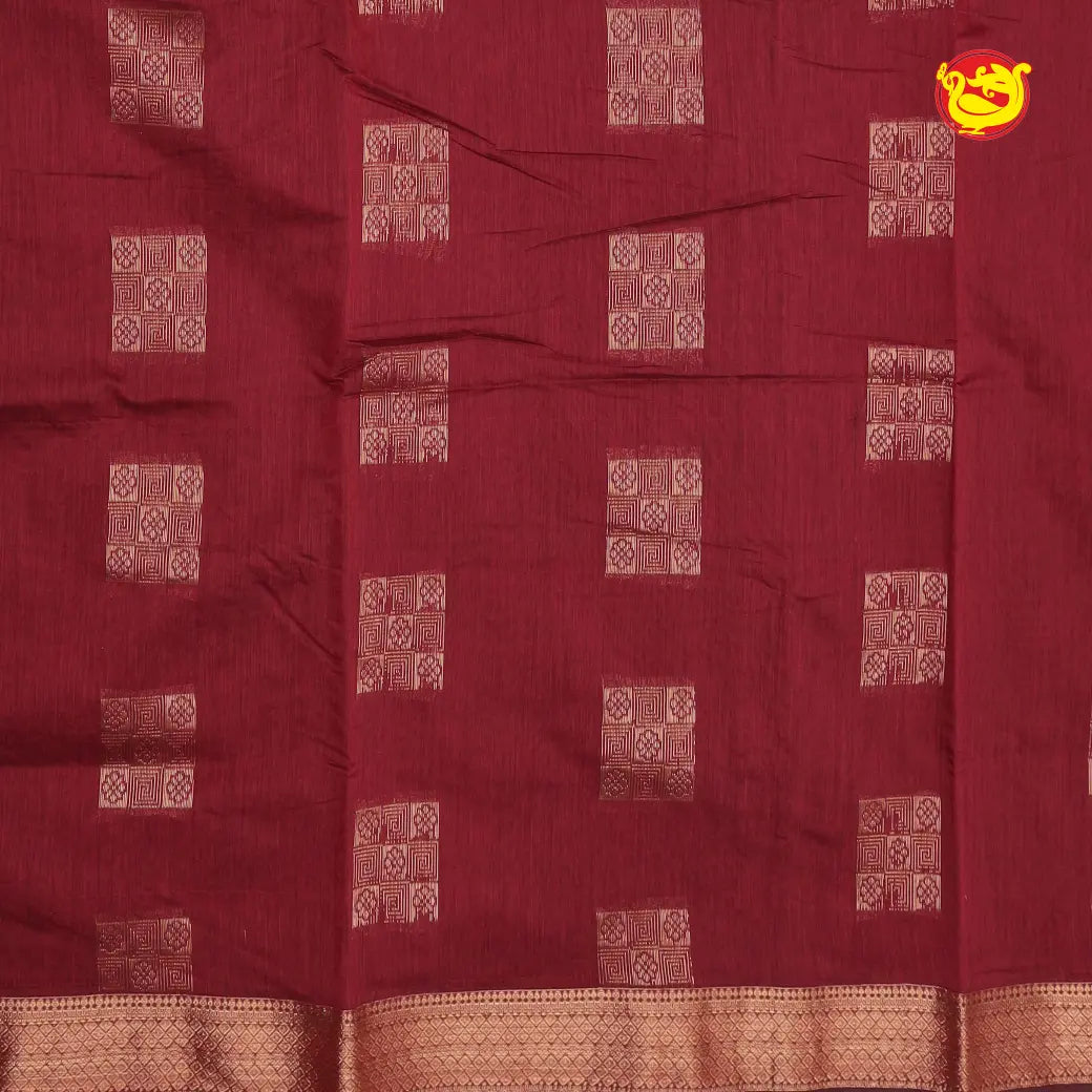 Maroon With Dark Blue  Kalyani Cotton Saree