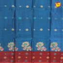 Light Blue with Maroon Pure Bengal Cotton Saree without Blouse