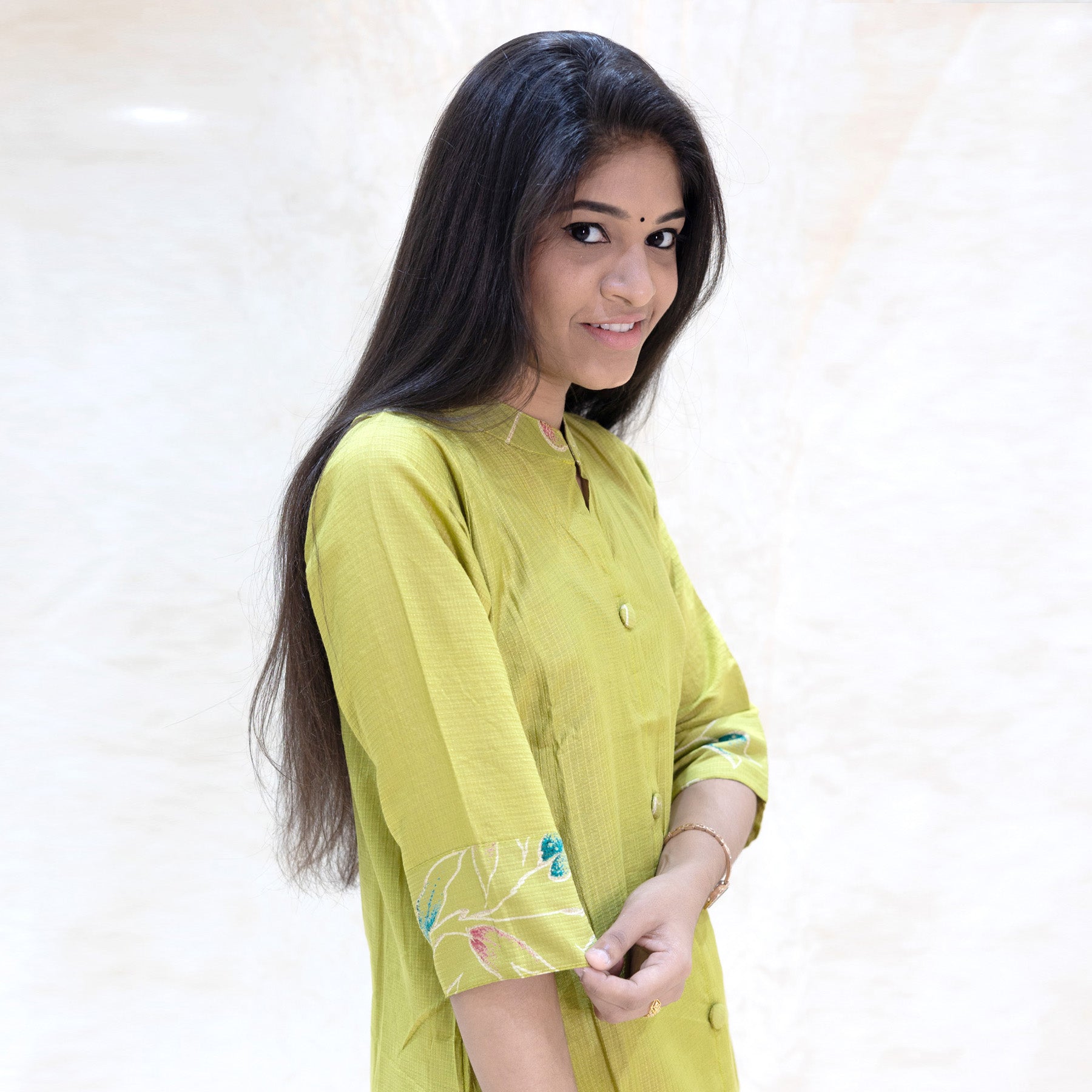 Aadhira-Lime Green Ladies Branded Co-ord-set Readymade
