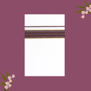 White with Dark Brown - The very thin stripes running alongside it appear to be gold Fancy Border Single Layer Cotton Men’s Dhoti