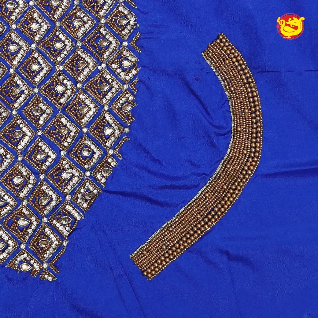 Blue Bridal Aariwork Blouse - Thenianantham